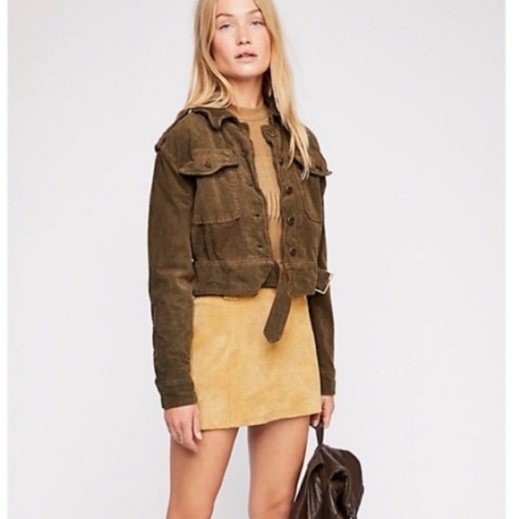 Free People Jackets & Blazers - Free People Cropped Evelyn Velvet Military Jacket